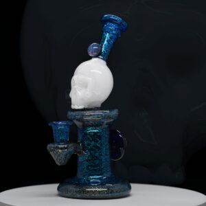 Marty Preston Skull Glass Rig Blue with sparkle effect