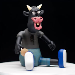 Rob Morrison Glass - Black Cow with Blue Shoes with Punisher Logo - Image 3