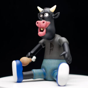 Rob Morrison Glass - Black Cow with Blue Shoes with Punisher Logo - Image 2