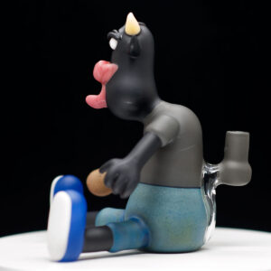 Rob Morrison Glass - Black Cow with Blue Shoes with Punisher Logo