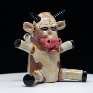 Rob Morrison Glass - Brown Cow with Black Shoes & Pink Lips - Image 2