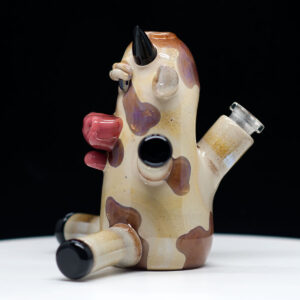 Rob Morrison Glass - Brown Cow with Black Shoes & Pink Lips