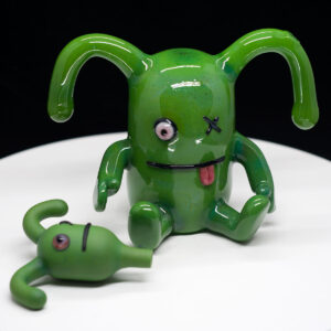 Rob Morrison Glass - Ugly Dolls Ox - Jade Green with matching bubble cap - Image 3