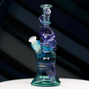 Skirlinger & Chaka Glass Collab - Cubes Series - Purple & Green Rig with removable down stem - 10mm Rig