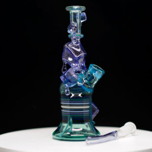 Skirlinger & Chaka Glass Collab - Cubes Series - Purple & Green Rig with removable down stem - 10mm Rig - Image 4