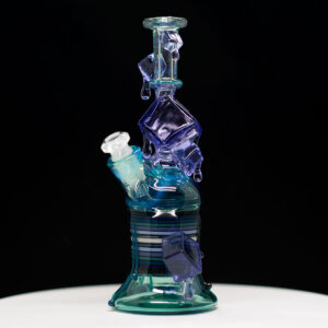 Skirlinger & Chaka Glass Collab - Cubes Series - Purple & Green Rig with removable down stem - 10mm Rig - Image 3