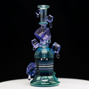 Skirlinger & Chaka Glass Collab - Cubes Series - Purple & Green Rig with removable down stem - 10mm Rig - Image 2
