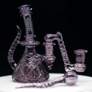 Bada Bing 3 Piece Set - Deep cut glass rig with sperm cap & dropdown