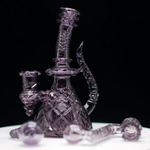 Bada Bing 3 Piece Set - Deep cut glass rig with sperm cap & dropdown - Image 3