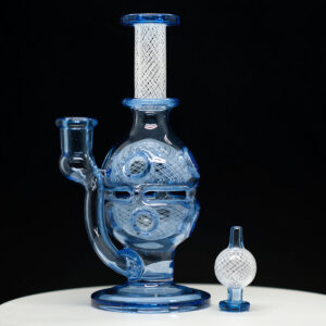 Dave Mann - 2 Piece 14mm Rig with Matching Bubble Cap in blue spiral design - Image 2
