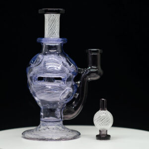 Dave Mann - 2 Piece 14mm Rig with Matching Bubble Cap in purple spiral design