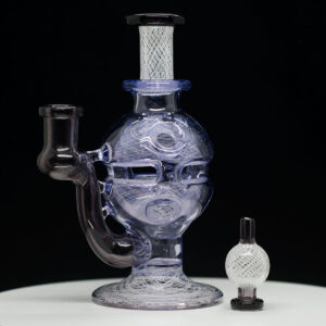 Dave Mann - 2 Piece 14mm Rig with Matching Bubble Cap in purple spiral design - Image 2