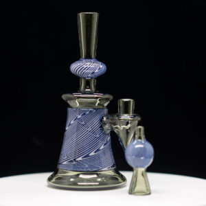 DOK Blue Green Stripy Glass with matching bubble cap