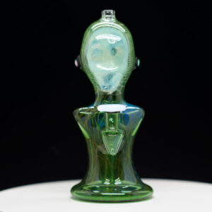 Alternative view of DOK & Mellow Glass Collab - Green and White Robot Face