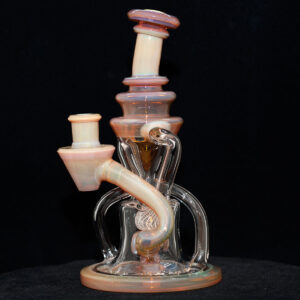 Alternative view of Cerio Glass - 10mm Recycler with 4 Hole Peculator - Light Brown with Clear Glass