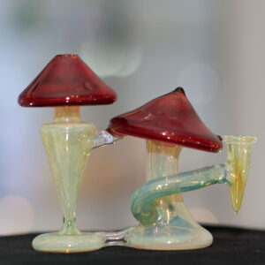 Helio Glass - Double Mushroom Mini Recycler 10mm Female - 3 hole diffuser - Image 4