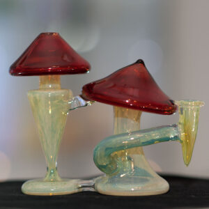 Helio Glass - Double Mushroom Mini Recycler 10mm Female - 3 hole diffuser