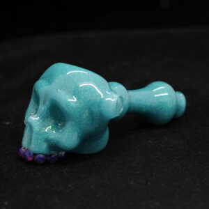 Marty Preston - turquoise dichro skull pipe