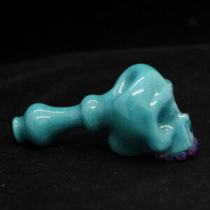 Marty Preston - turquoise dichro skull pipe - Image 2